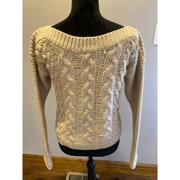 Hazel Cable Knit Sweater Size Small Boat Neckline  Loose Chunky Knit  Relaxed - Picture 6 of 10